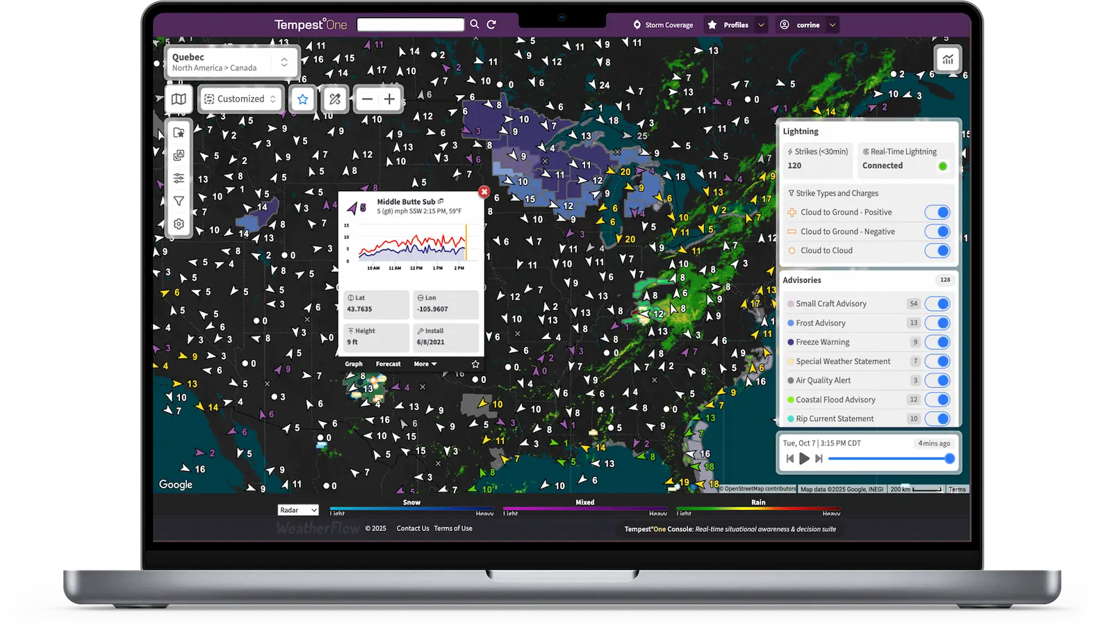 Laptop open with Ops Console map loaded on the screen.